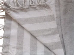 Serviette de Plage Fouta Rayée avec Franges - Lot de 4 - 90x180cm - Gris - Élégante et Pratique