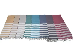 Serviette de Plage Fouta Rayée avec Frange - Lot de 2, Vert, 90x180cm