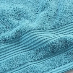Serviette de toilette 50 x 90 cm eponge unie tendresse Bleu Paon