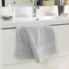 Serviette de toilette 50 x 90 cm eponge unie tendresse Gris Perle