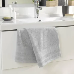 Serviette de toilette 50 x 90 cm eponge unie tendresse Gris Perle