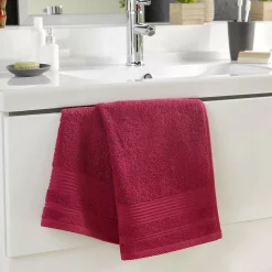 Serviette de toilette 50 x 90 cm eponge unie tendresse Rubis