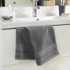Serviette de toilette 50 x 90 cm eponge unie tendresse Anthracite