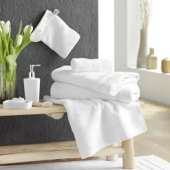 Serviette de toilette 50 x 90 cm eponge unie tendresse Blanc