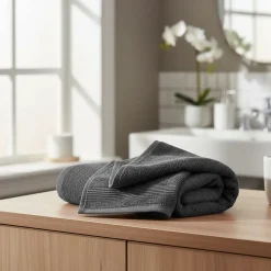 Serviette de toilette anthracite 100 x 50 cm, GoodHome Koros