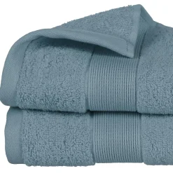 Serviette de toilette Essentiel - coton 450 gr/m² - bleu orage 50x90 cm - Atmosphera