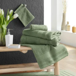 Serviette de toilette invite 30 x 50 cm Tendresse kaki