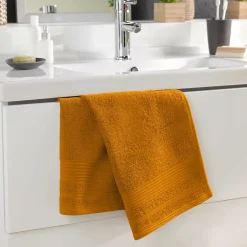 Serviette de Toilette unie 50x90 cm - Collection Tendresse - Éponge 500 g,m² - 50x90cm - Curry