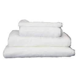 Serviette Grand Hotel surpiqure noire (30x50 cm - Blanc)