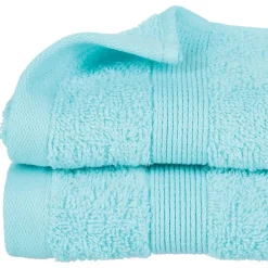 Serviette invité Essentiel - coton 450 gr/m² - bleu aqua 30x50 cm - Atmosphera