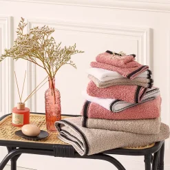 Serviette invité Joia - coton 550 gr/m² - rose 30x50 cm - Atmosphera