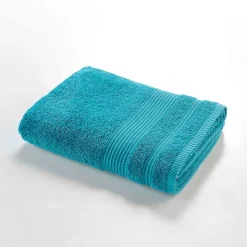 Serviette ou drap de douche 70 x 130 cm Tendresse bleu paon