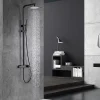 Set colonne de douche noire mate en acier et laiton mitigeur monocommande