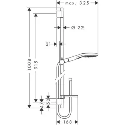 Set de douche 120 3jet avec barre Unica'S puro 90 cm et porte-savon chromé Hansgrohe Raindance Select E