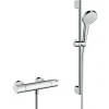 Set de douche Croma Select S 110 1jet / Unica'Crometta 0,65m + Mitigeur thermostatique de Douche, Chrome (13211000-Crometta3)