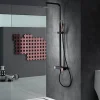 Set de douche noir et or rose en acier et laiton avec souffle extra plat 20x20 cm