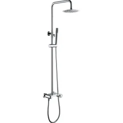 Set douche monocommande chrome acier et laiton avec douchette extensible et anticalcaire