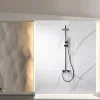 Set douche monocommande noir mat en acier et laiton avec barre extensible