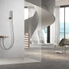 Set douche monocommande or rose brosse en laiton tube PVC 180 cm ceramique 35 mm
