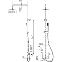 Set douche thermostatique or acier et laiton PVD avec douchette extensible anticalcaire