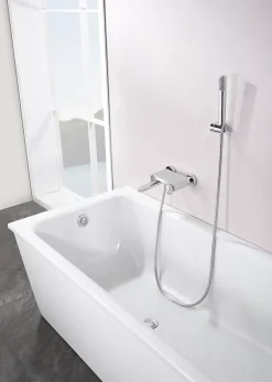Set vascadoccia cromo en laiton et zama avec douchette ronde et flexible PVC 180 cm