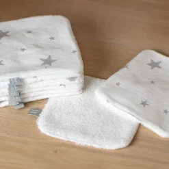 SEVIRA KIDS Lingettes bébé lavables en 100% coton 8 pièces STELLA