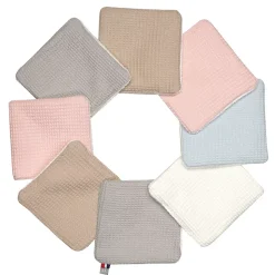 SEVIRA KIDS Lingettes bébé lavables 8 pièces Nid d'abeille & bambou