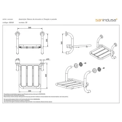 Siege de Baignoire PMR normes handicapé SANINDUSA universel 70 blanc