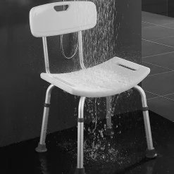 Siège à dossier carré, finition BLANC mat, en ABS Kibath