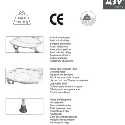 Siège de douche ajustable pliable MSV