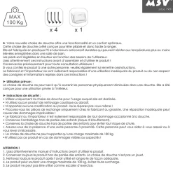 Siège de douche ajustable pliable MSV