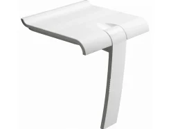 Siège de douche ARSIS escamotable avec béquille automatique - Assise blanche et piètement époxy blanc