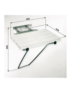 Siège de douche escamotable HELP avec jambe de sécurité en acier