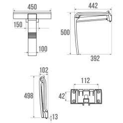 Siège de douche piètement alu, assise polymère coloris blanc l.45 x P.44,2 x H.50 cm