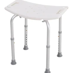 Siège de douche réglable en hauteur tabouret de douche ergonomique pieds antidérapants charge max. 136 Kg alu HDPE blanc