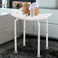 Siège de douche réglable en hauteur tabouret de douche ergonomique pieds antidérapants charge max. 136 Kg alu HDPE blanc