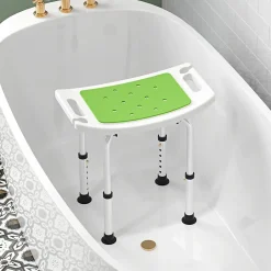 Siège de douche réglable en hauteur tabouret de douche ergonomique pieds antidérapants charge max. 135 Kg alu HDPE blanc vert