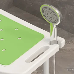 Siège de douche réglable en hauteur tabouret de douche ergonomique pieds antidérapants charge max. 135 Kg alu HDPE blanc vert