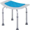 Siège de douche réglable en hauteur tabouret de douche ergonomique pieds antidérapants charge max. 135 Kg alu HDPE blanc bleu
