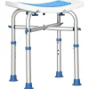 Siège de douche réglable en hauteur tabouret de douche ergonomique pieds antidérapants charge max. 150 Kg alu HDPE blanc bleu
