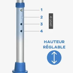Siège de douche réglable en hauteur tabouret de douche ergonomique pieds antidérapants charge max. 150 Kg alu HDPE blanc bleu