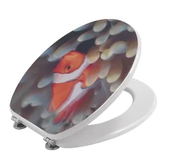 Siège De Toilette En Mdf Avec Surface Décorée Par Une Représentation 3D D'un Aquarium