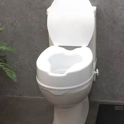 Siège de toilette surélevé en plastique avec couvercle Senator blanc - Hauteur 16 cm