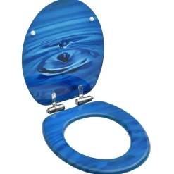 Siège WC Couvercle fermeture en douceur mdf bleu Helloshop26