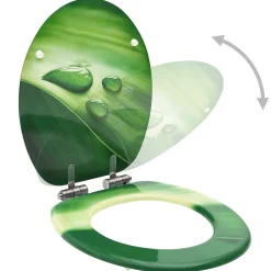 Siège WC couvercle fermeture en douceur mdf vert Helloshop26