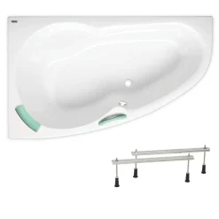 Siko Laguna Fortuna baignoire d'angle avec pieds, 160 x 100 cm, acrylique, gauche, blanc (FO1600LPLUS-SET )