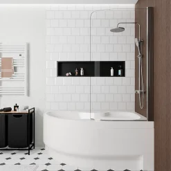 Siko 160x100 cm Fortuna Plus baignoire d'angle en acrylique, droite + tablier + pare-baignoire + pieds, blanc (FO1600PPLUS-SETP1)