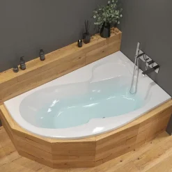 Siko 160x100 cm Fortuna Plus baignoire d'angle avec pieds, Acrylique, Droite, Blanc (FO1600PPLUS-SET)