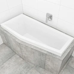 Siko 160x70 cm Laguna Aneta baignoire bain/douche asymétrique avec pieds, acrylique, gauche, blanc (AN1600LPLUS-SET)