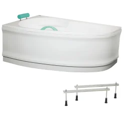 Siko 160x100 cm Laguna Fortuna Plus baignoire d'angle en acrylique, gauche + tablier 160 cm + pieds, blanc (FO1600LPLUS-SET1)